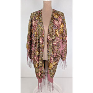 Aratta Silent Journey Kimono Duster Floral Piano Boho Victorian Bridgerton